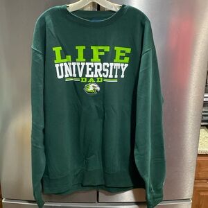 Unisex Dark Green Pullover Sweater Life University Dad Size Extra Large